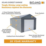 Sojag - Everest 12' x 20' Steel Garage - Charcoal - Gorgeous Gazebos