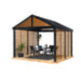 Sojag Boda 12x12 Aluminum Wood Finish Sun Shelter - Gorgeous Gazebos