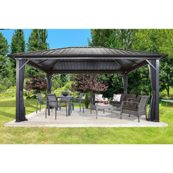 Sojag Genova 10' x 14' Gazebo Hard Top with Mosquito Netting - Sojag Gazebos